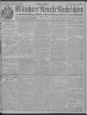 Münchner neueste Nachrichten Samstag 28. August 1909