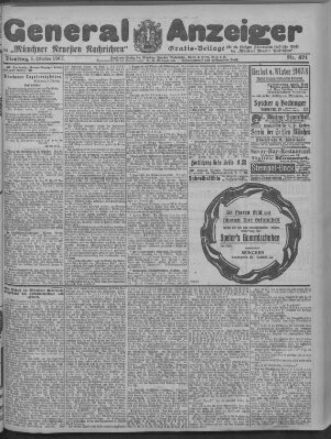 Münchner neueste Nachrichten Dienstag 8. Oktober 1907