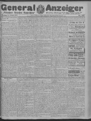 Münchner neueste Nachrichten Montag 21. Oktober 1907