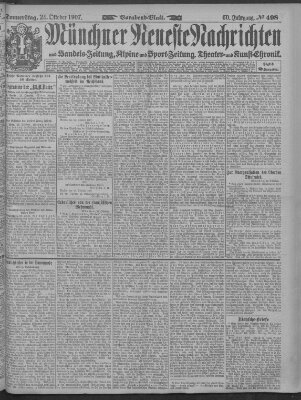 Münchner neueste Nachrichten Donnerstag 24. Oktober 1907