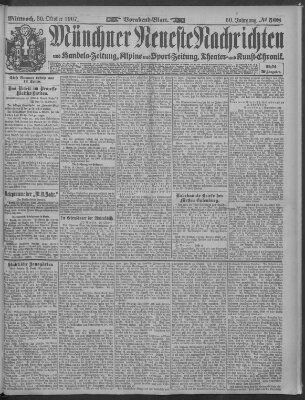 Münchner neueste Nachrichten Mittwoch 30. Oktober 1907