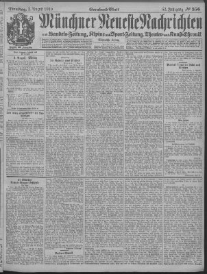 Münchner neueste Nachrichten Dienstag 2. August 1910