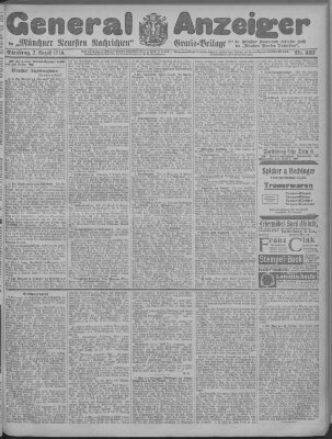 Münchner neueste Nachrichten Dienstag 2. August 1910