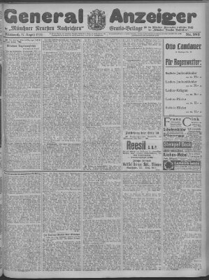 Münchner neueste Nachrichten Mittwoch 17. August 1910