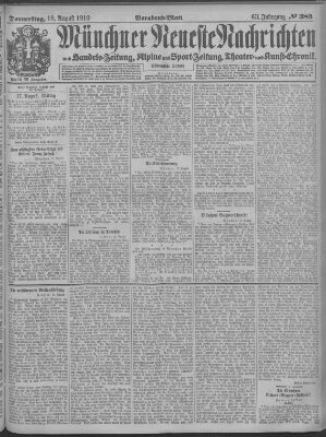 Münchner neueste Nachrichten Donnerstag 18. August 1910