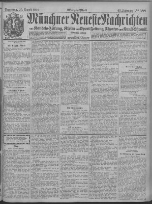 Münchner neueste Nachrichten Samstag 20. August 1910