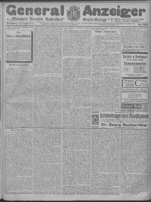 Münchner neueste Nachrichten Dienstag 23. August 1910