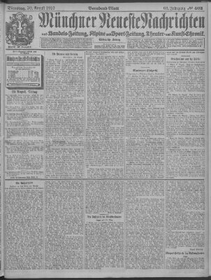 Münchner neueste Nachrichten Dienstag 30. August 1910