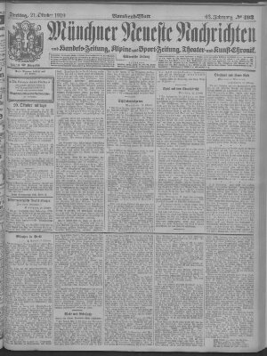 Münchner neueste Nachrichten Freitag 21. Oktober 1910