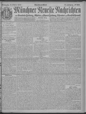 Münchner neueste Nachrichten Mittwoch 26. Oktober 1910