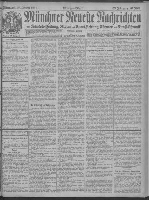 Münchner neueste Nachrichten Mittwoch 26. Oktober 1910