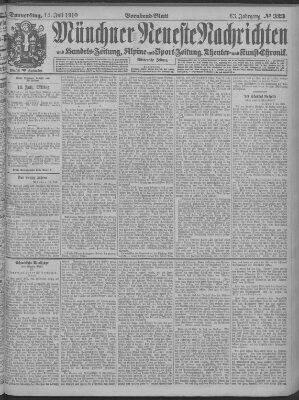 Münchner neueste Nachrichten Donnerstag 14. Juli 1910