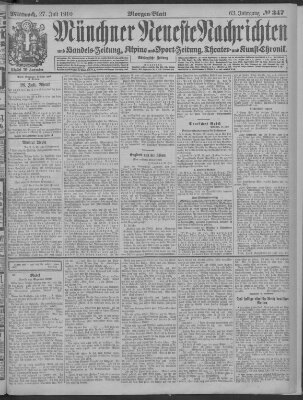 Münchner neueste Nachrichten Mittwoch 27. Juli 1910