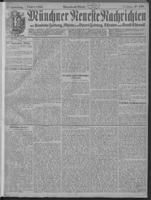 Münchner neueste Nachrichten Donnerstag 1. Oktober 1908