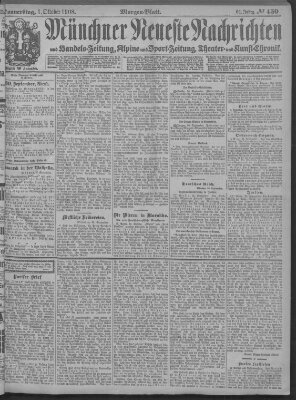 Münchner neueste Nachrichten Donnerstag 1. Oktober 1908