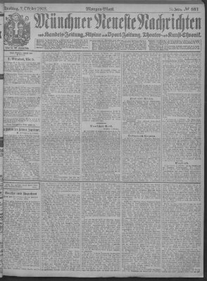 Münchner neueste Nachrichten Freitag 2. Oktober 1908