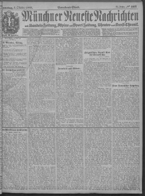 Münchner neueste Nachrichten Samstag 3. Oktober 1908