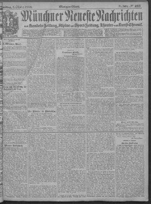 Münchner neueste Nachrichten Samstag 3. Oktober 1908