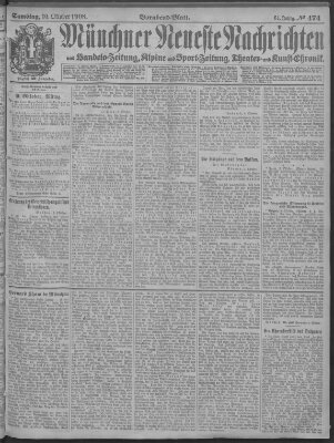 Münchner neueste Nachrichten Samstag 10. Oktober 1908