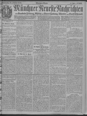 Münchner neueste Nachrichten Mittwoch 28. Oktober 1908