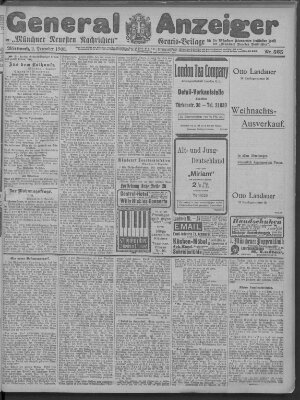 Münchner neueste Nachrichten Mittwoch 2. Dezember 1908