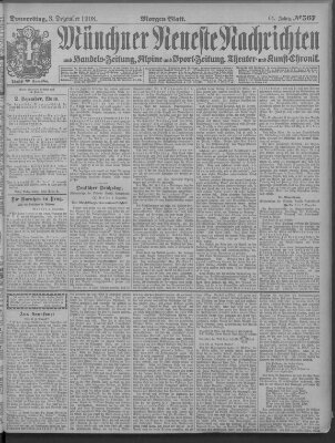 Münchner neueste Nachrichten Donnerstag 3. Dezember 1908