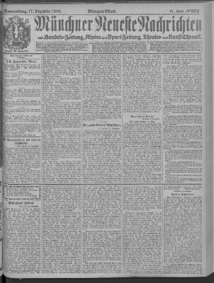 Münchner neueste Nachrichten Donnerstag 17. Dezember 1908