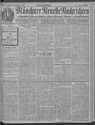 Münchner neueste Nachrichten Samstag 19. Dezember 1908