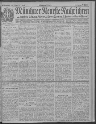 Münchner neueste Nachrichten Mittwoch 23. Dezember 1908