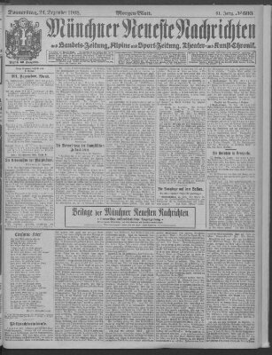 Münchner neueste Nachrichten Donnerstag 24. Dezember 1908