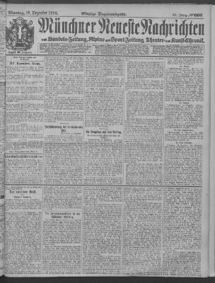 Münchner neueste Nachrichten Montag 28. Dezember 1908