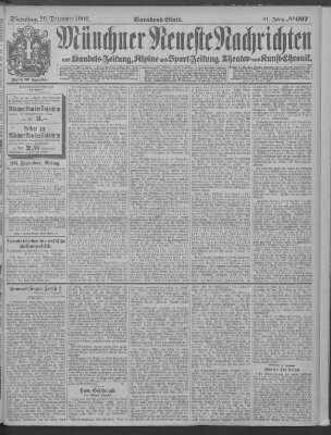 Münchner neueste Nachrichten Dienstag 29. Dezember 1908