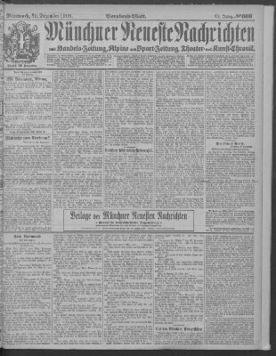 Münchner neueste Nachrichten Mittwoch 30. Dezember 1908