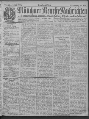 Münchner neueste Nachrichten Samstag 3. Juli 1909