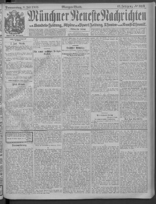 Münchner neueste Nachrichten Donnerstag 8. Juli 1909