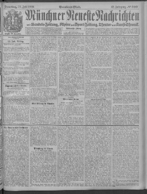 Münchner neueste Nachrichten Samstag 24. Juli 1909