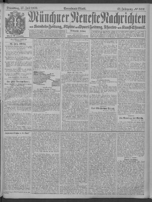 Münchner neueste Nachrichten Dienstag 27. Juli 1909