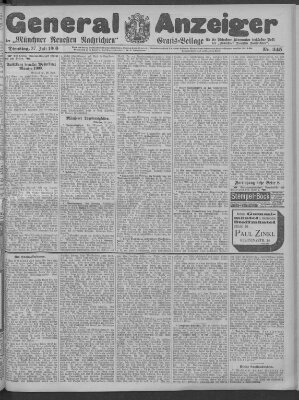 Münchner neueste Nachrichten Dienstag 27. Juli 1909