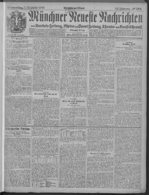 Münchner neueste Nachrichten Donnerstag 1. Dezember 1910