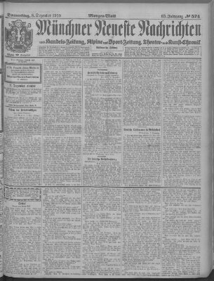 Münchner neueste Nachrichten Donnerstag 8. Dezember 1910