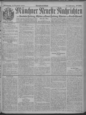 Münchner neueste Nachrichten Mittwoch 14. Dezember 1910