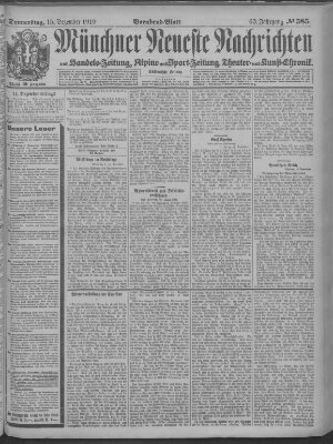 Münchner neueste Nachrichten Donnerstag 15. Dezember 1910