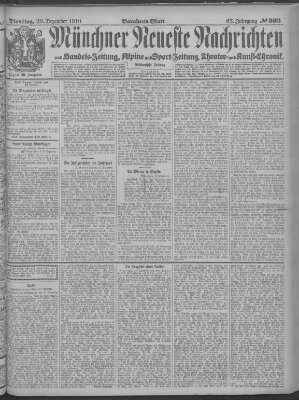 Münchner neueste Nachrichten Dienstag 20. Dezember 1910