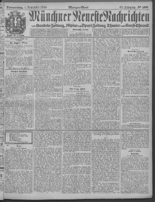 Münchner neueste Nachrichten Donnerstag 1. September 1910