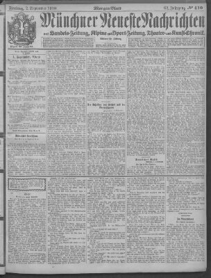 Münchner neueste Nachrichten Freitag 2. September 1910