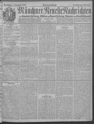 Münchner neueste Nachrichten Samstag 3. September 1910