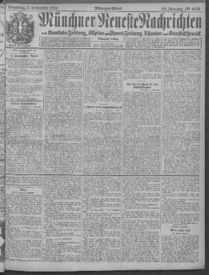 Münchner neueste Nachrichten Samstag 3. September 1910