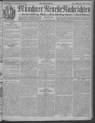 Münchner neueste Nachrichten Dienstag 6. September 1910