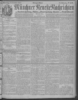 Münchner neueste Nachrichten Dienstag 6. September 1910