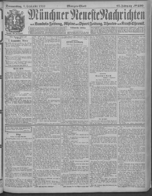 Münchner neueste Nachrichten Donnerstag 8. September 1910